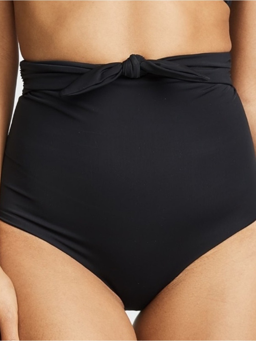 Mara Hoffman Black High-Waist Tie Front Bikini Bottom